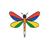 Colorful dragonfly illustration with wings representing disability inclusion: red for physical disabilities, blue for mental health, yellow for cognitive and intellectual disabilities, green for sensory and ADHD, white for invisible disabilities, and orange for sensory processing awareness. Symbolizes transformation, diversity, and holistic inclusion in the Navigating Needs mission.
